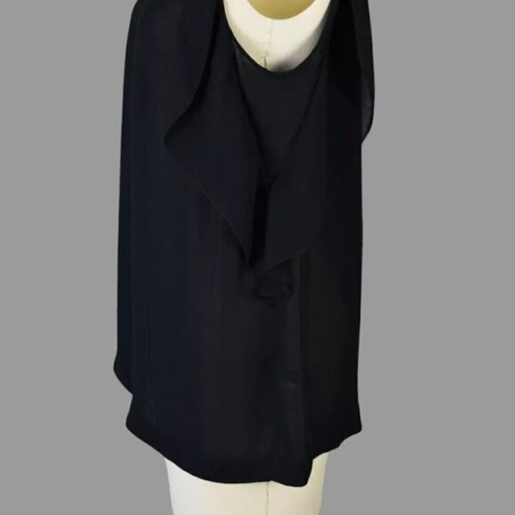 KATE SPADE BLACK CREPE RUFFLE TOP - Picture 4 of 8